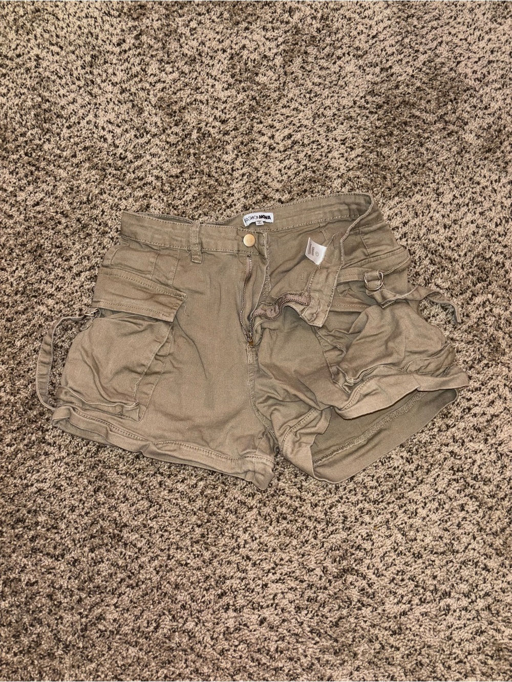 Fashion Nova Olive Green Cargo Utility Shorts - Women's